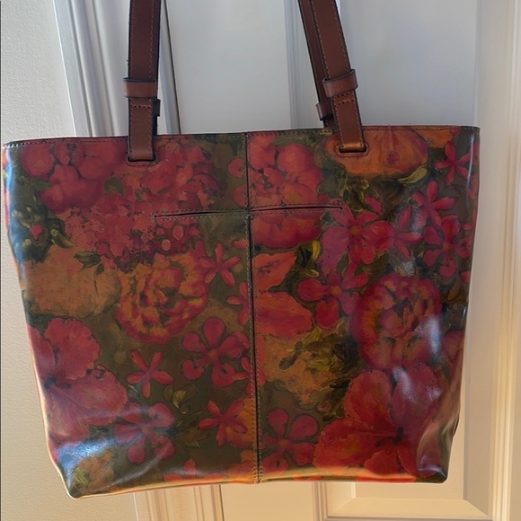 Patricia Nash Red and Brown Floral Tote Bag - Picture 5 of 13